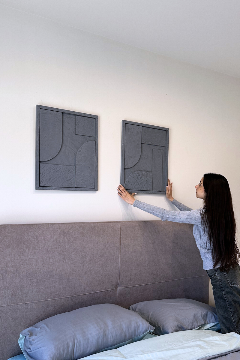 The Mono Set - In Washed Blue - Wooden Wall Art