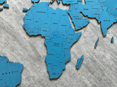 Monochrome Blue World Map - 120 cms wide