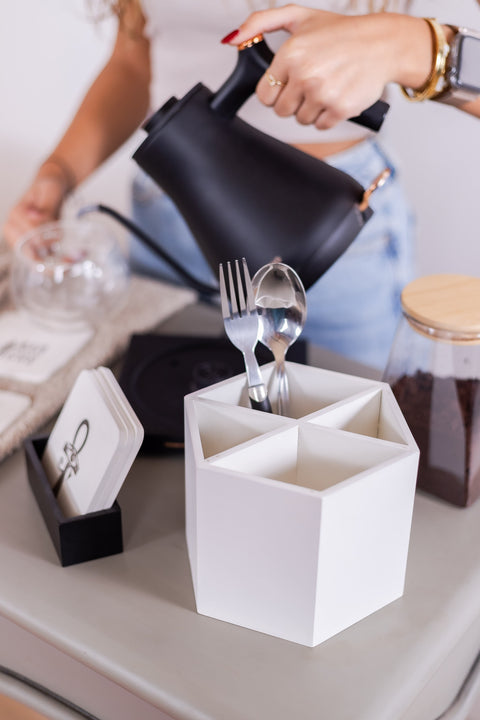 Hexagon Wooden Cutlery Holder