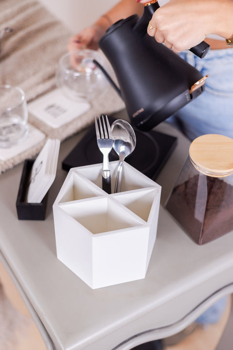 Hexagon Wooden Cutlery Holder
