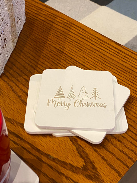 Set of 6 Christmas Wooden Coasters