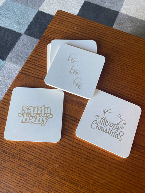 Set of 6 Christmas Wooden Coasters