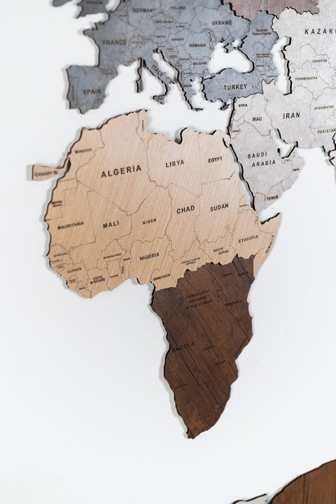 Wooden World Map For Wall 200 cms wide