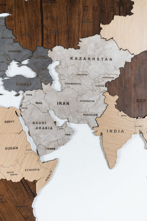 Wooden World Map For Wall 200 cms wide