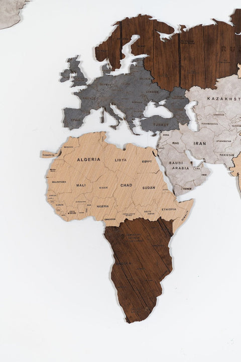 Wooden World Map For Wall 200 cms wide