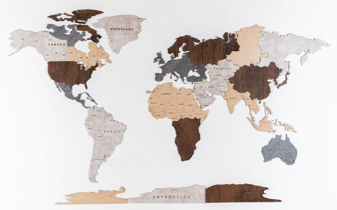Wooden World Map For Wall 200 cms wide