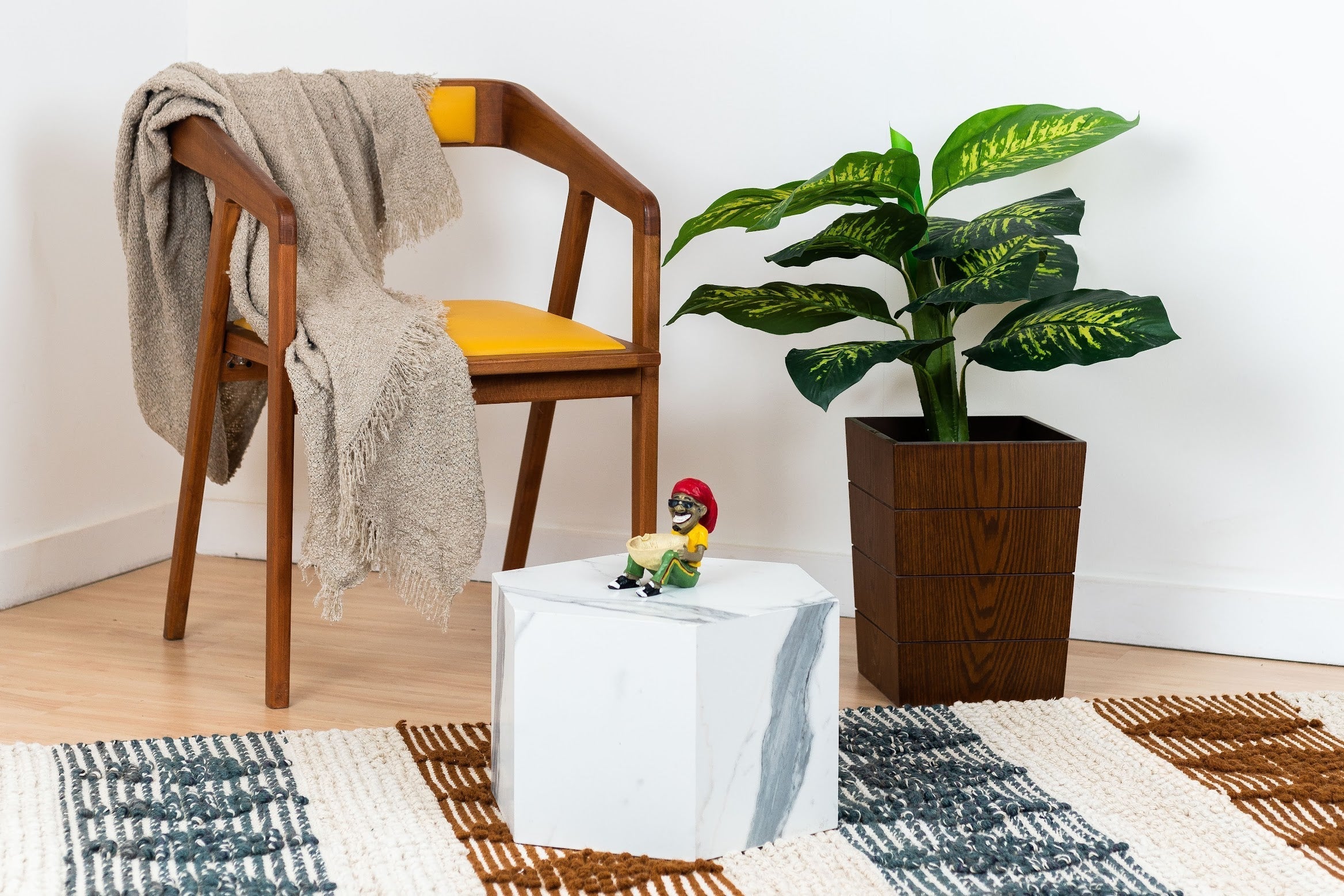 Contemporary Marble Texture Hexagon Table