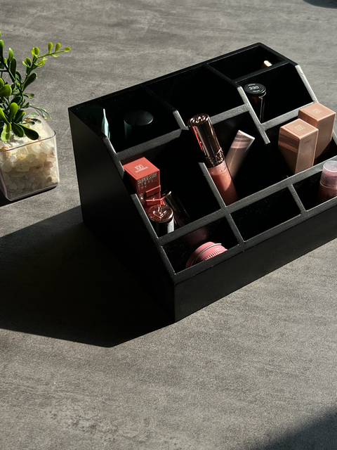 Multipurpose Wooden Organizer - Solid black