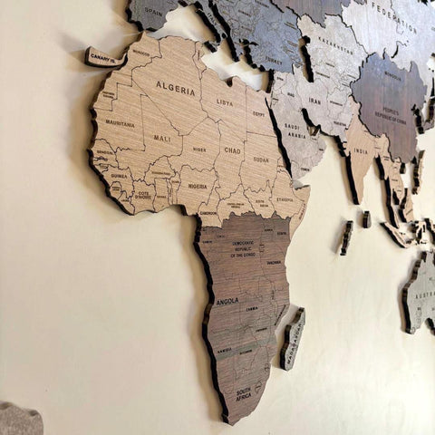 Wooden World Map For Wall 200 cms wide