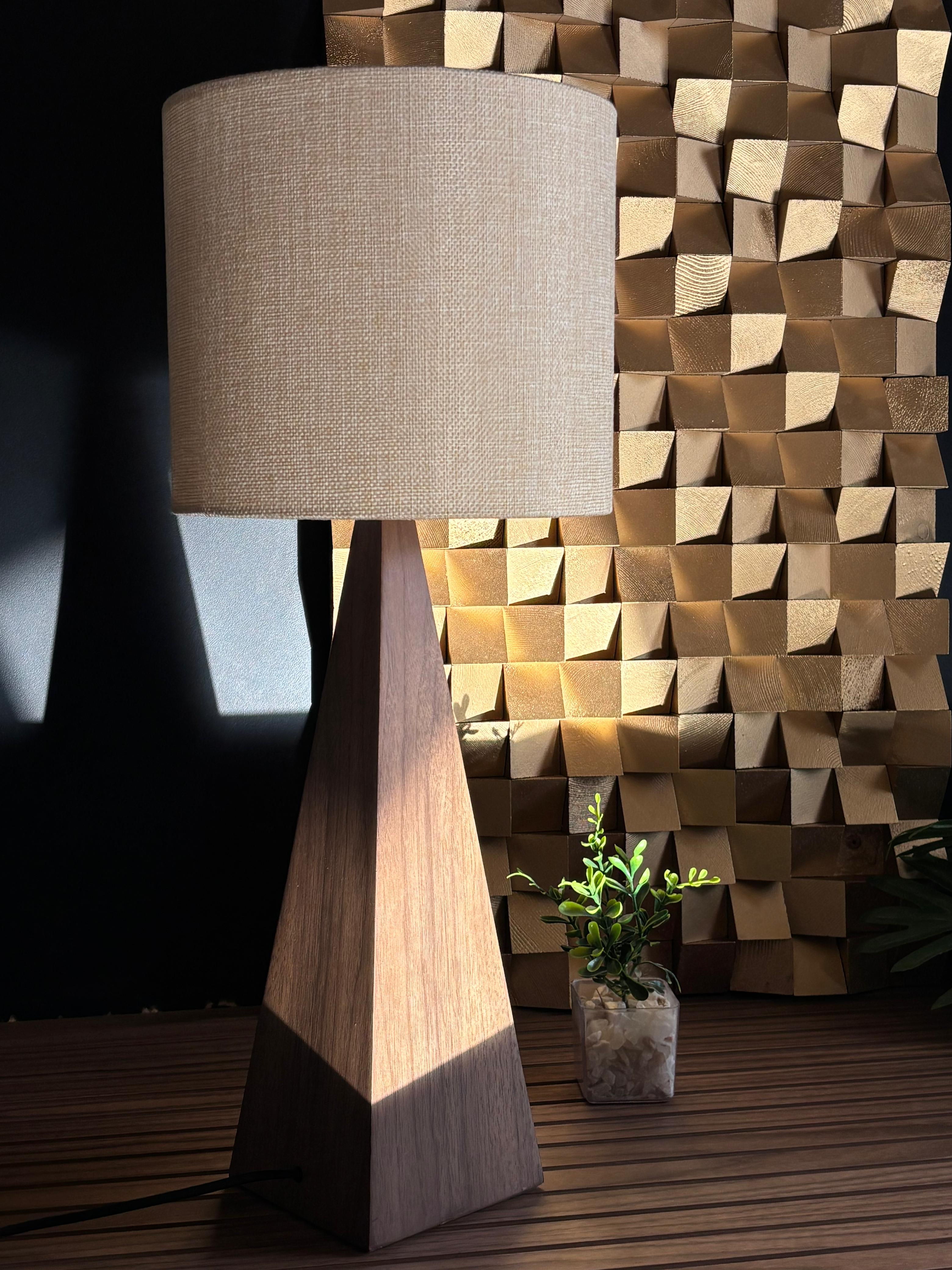 Triangular Wooden Table Lamp