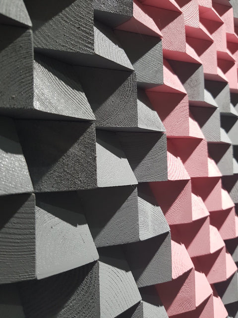 Pink And Gray Wood Wall Art by Woodeometry