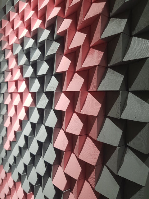 Pink And Gray Wood Wall Art by Woodeometry