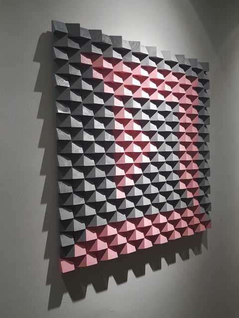 Pink And Gray Wood Wall Art by Woodeometry