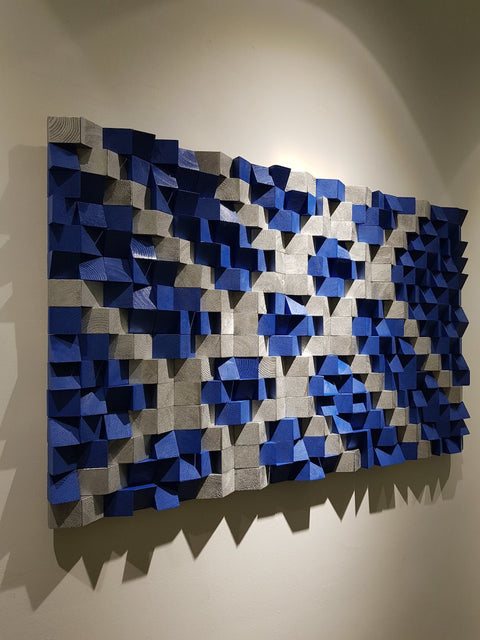 Blue And Grey Sound Diffuser by Woodeometry