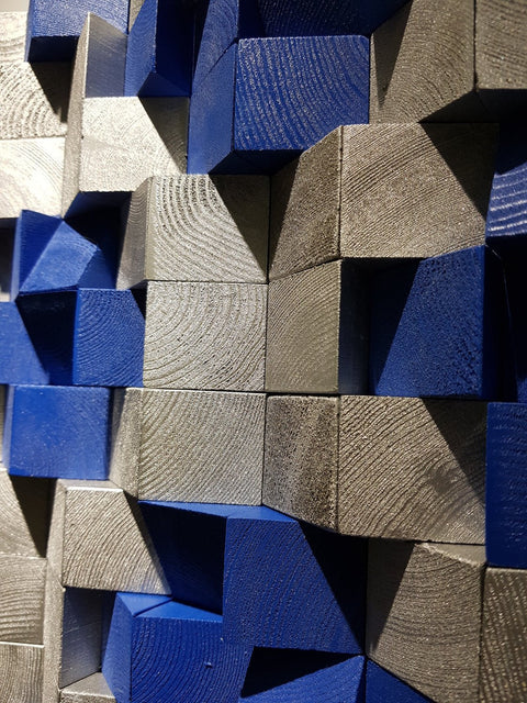 Blue And Grey Sound Diffuser by Woodeometry