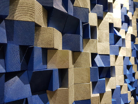 Blue And Grey Sound Diffuser by Woodeometry