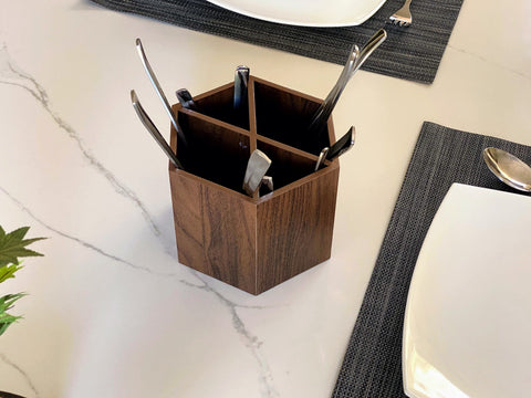 Hexagon Wooden Cutlery Holder
