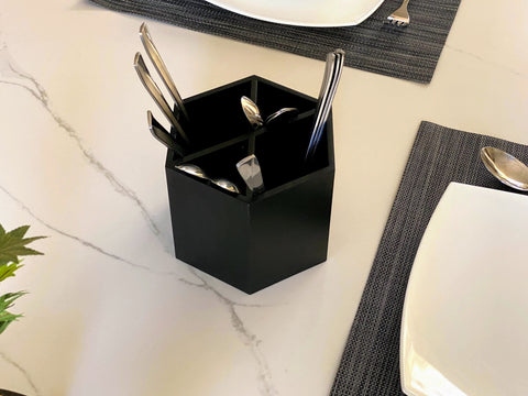Hexagon Wooden Cutlery Holder