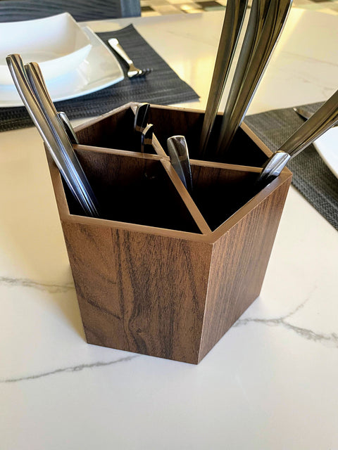 Hexagon Wooden Cutlery Holder