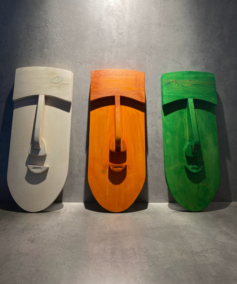 Green Face Wood Art