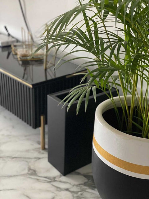 Oblong-Black-Trash-Bin