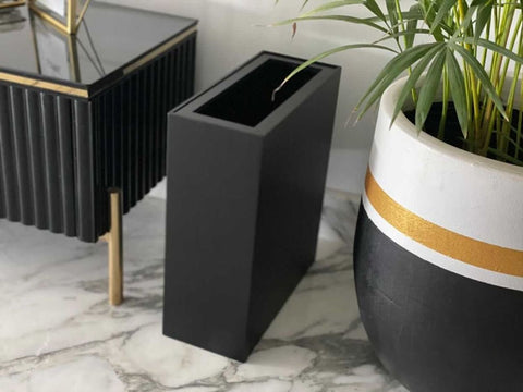 Oblong-Black-Trash-Bin