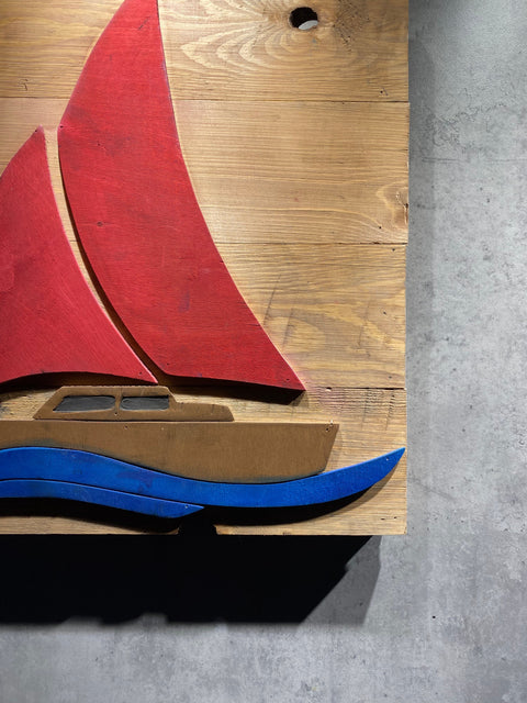 Red Boat Wood Art