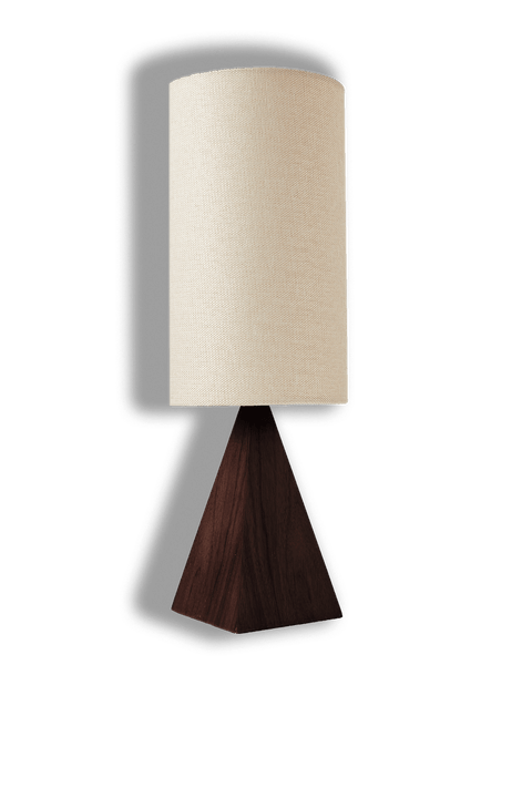 Triangular Walnut Table Lamp