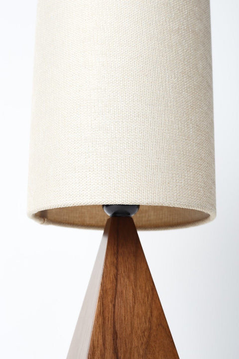 Triangular Walnut Table Lamp