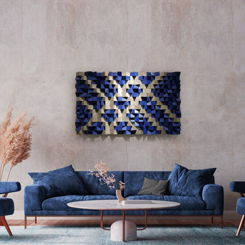 Blue And Grey Sound Diffuser by Woodeometry