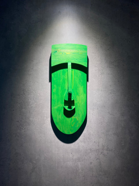 Green Face Wood Art