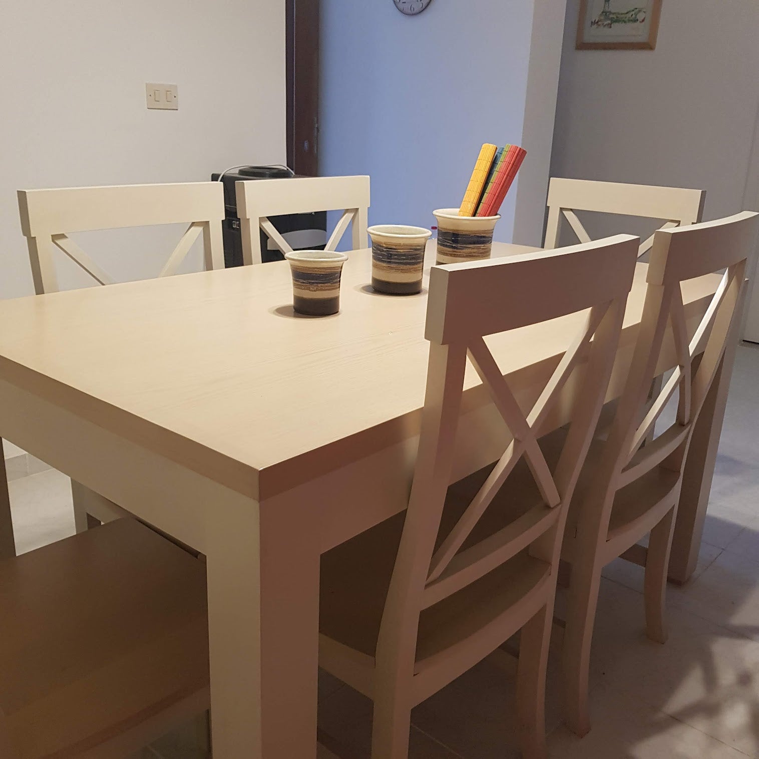 Contemporary Oak x Cream Dinning Set