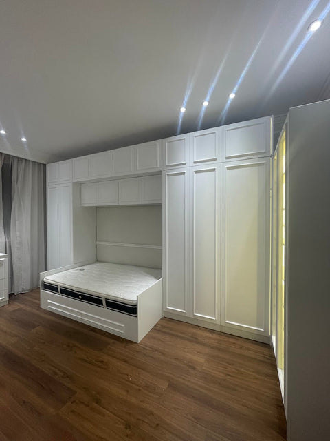 Neo Classic White Dressing Room with Bed