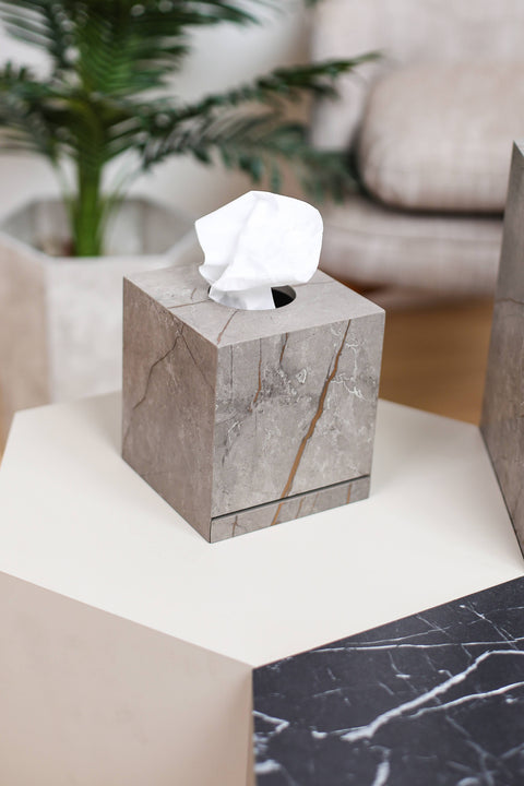 Elegant Marble Texture Square Tissue Box