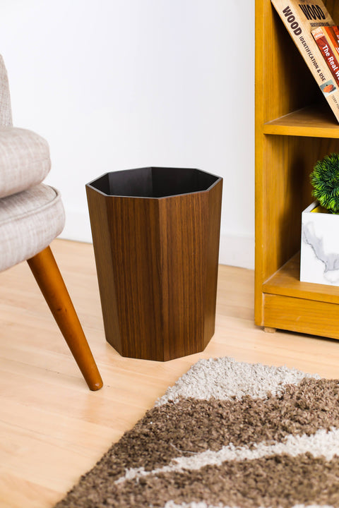 Octagon Wooden Trash Bin