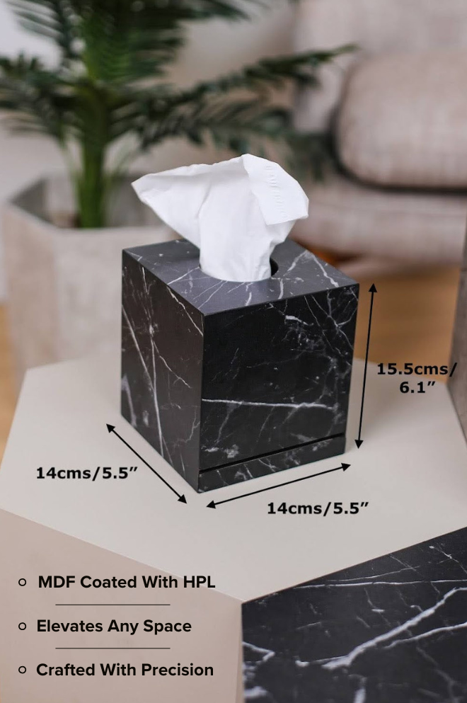 Elegant Marble Texture Square Tissue Box