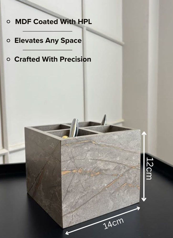 Marble-Textured Wooden Cutlery Holder – Elegant Dining Essential