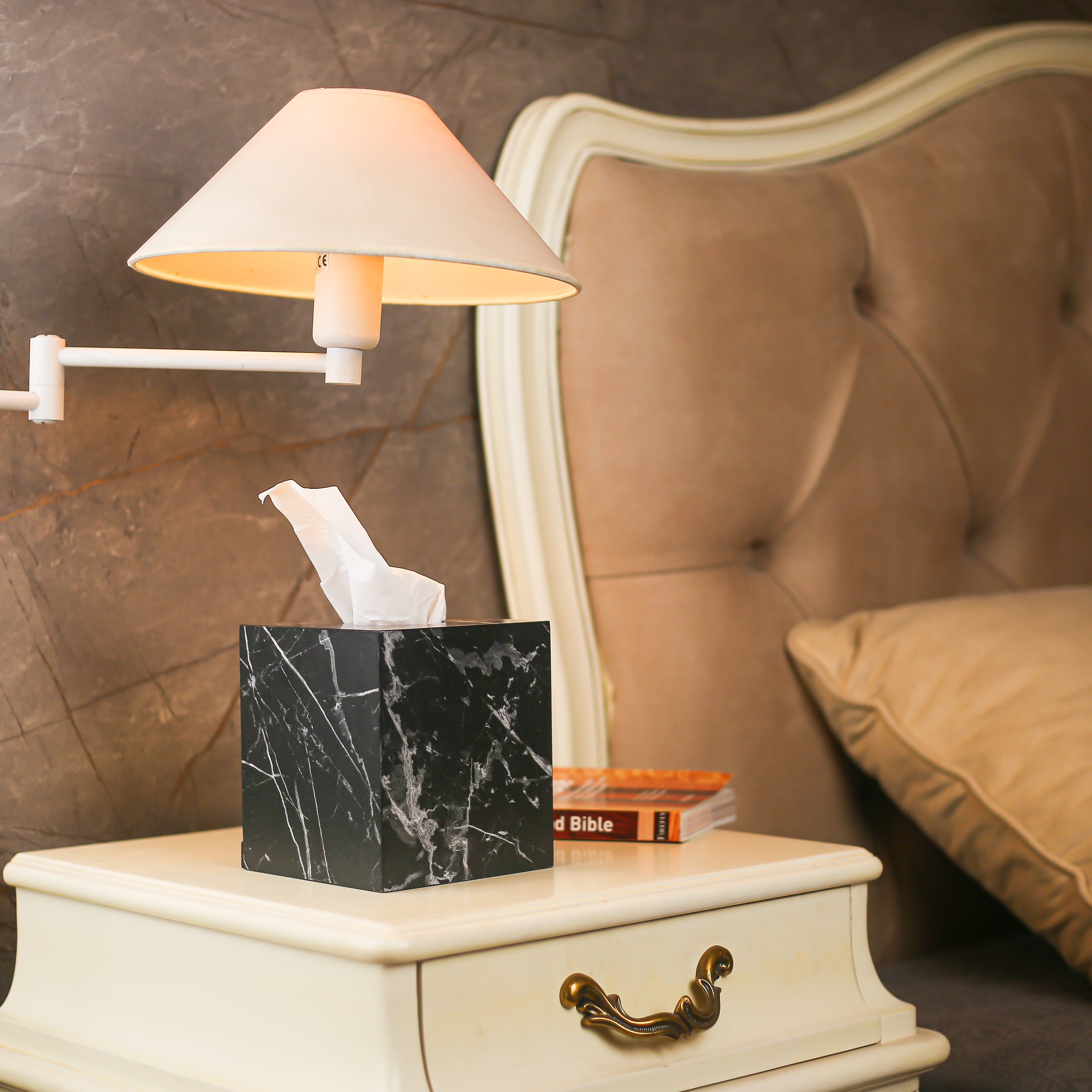 Elegant Marble Texture Square Tissue Box