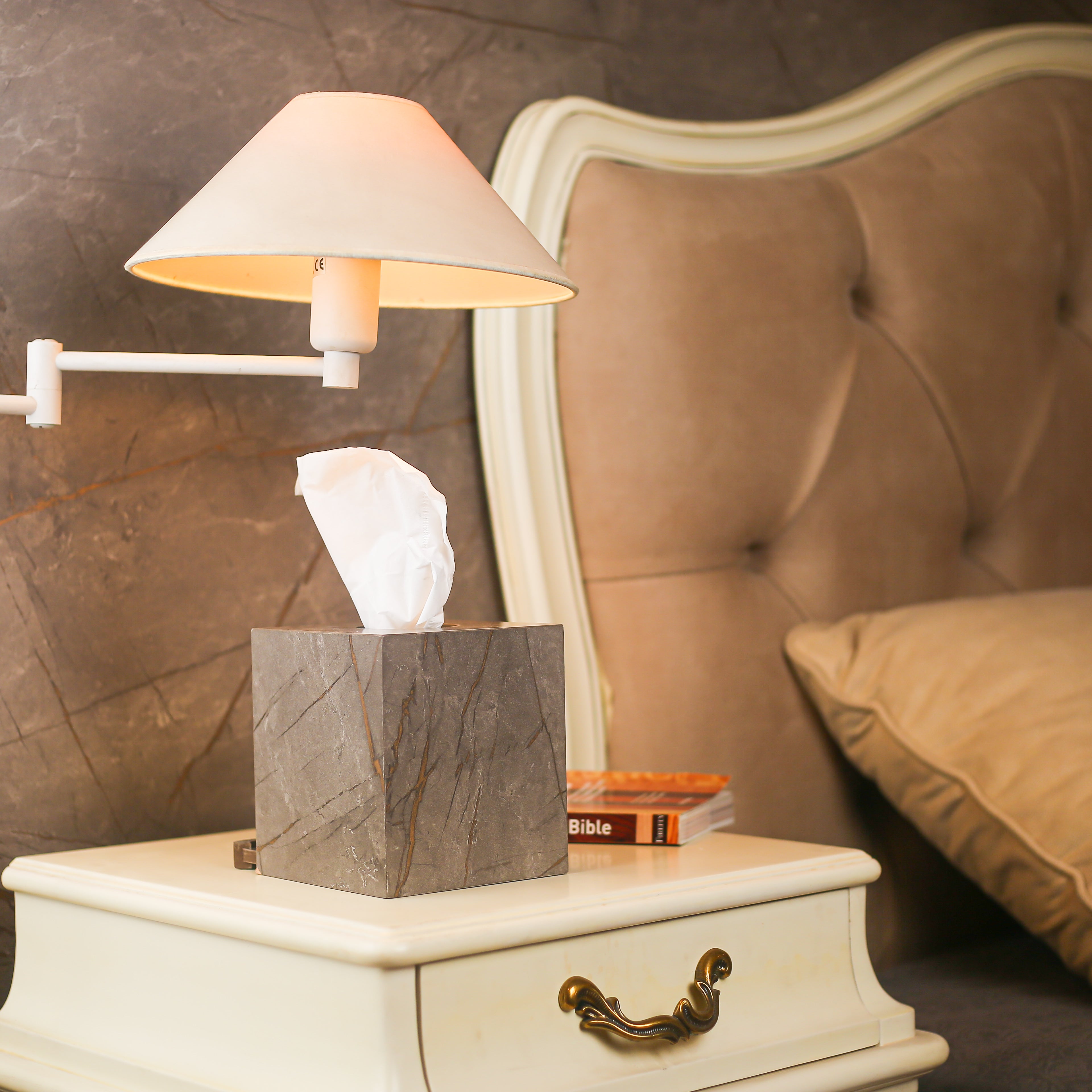 Elegant Marble Texture Square Tissue Box