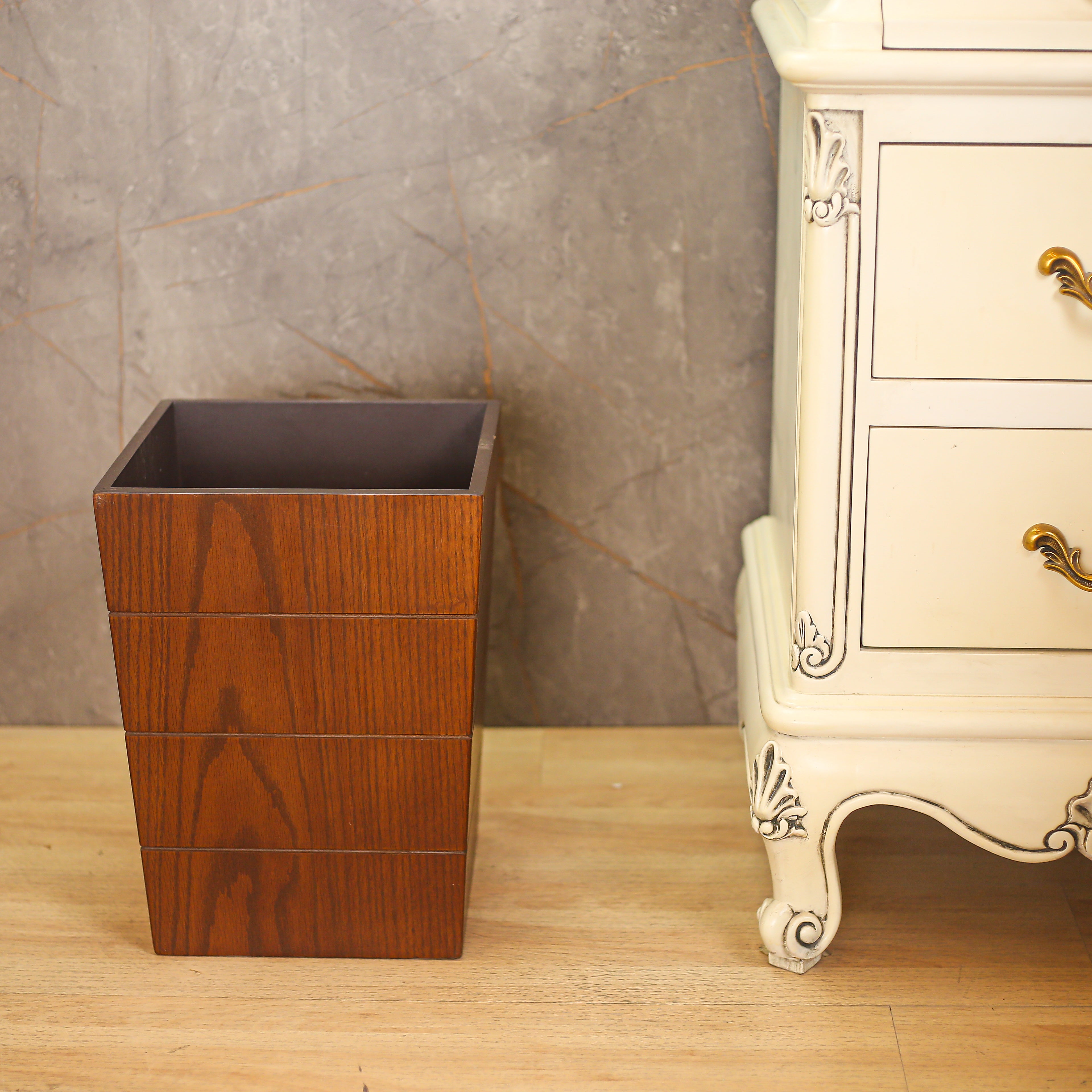 Modern Wooden Trash Bin