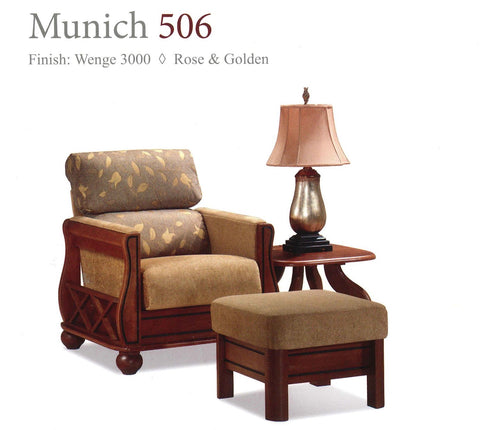 Munich Wooden Sofa Set Warm Comfort in Cream, Rust & Ecru 506