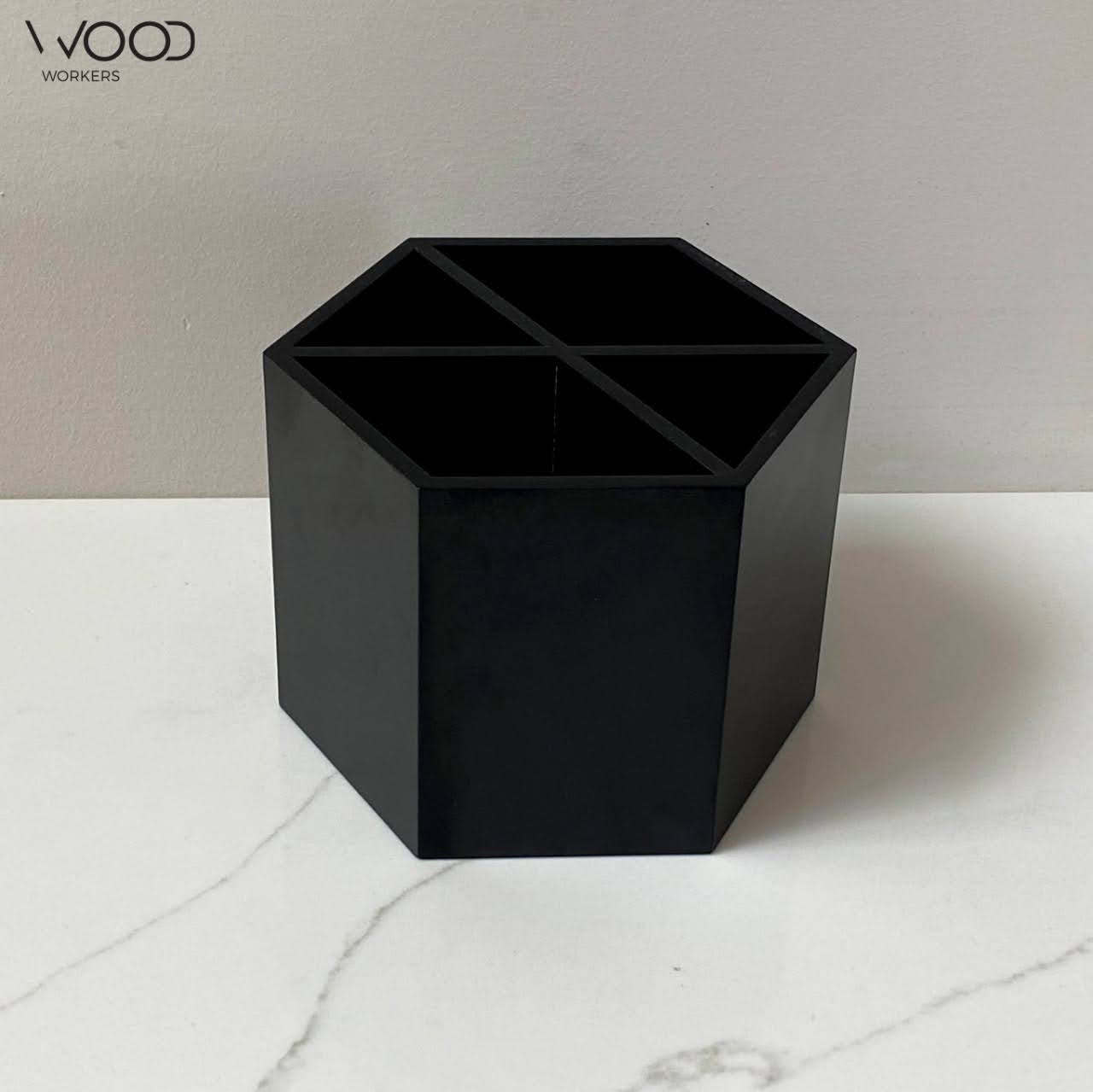 Hexagon Wooden Cutlery Holder