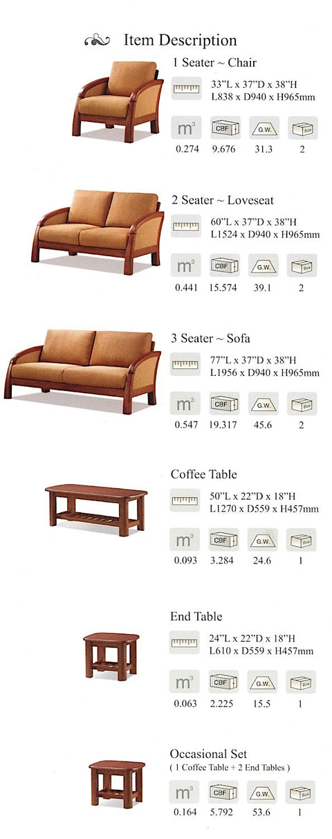 Barcelona Wooden Sofa Set Sophistication in Cream, Pear & LE 9919