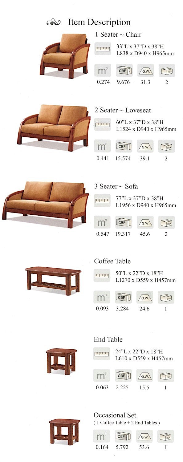 Barcelona Wooden Sofa Set Sophistication in Cream, Pear & LE 9919