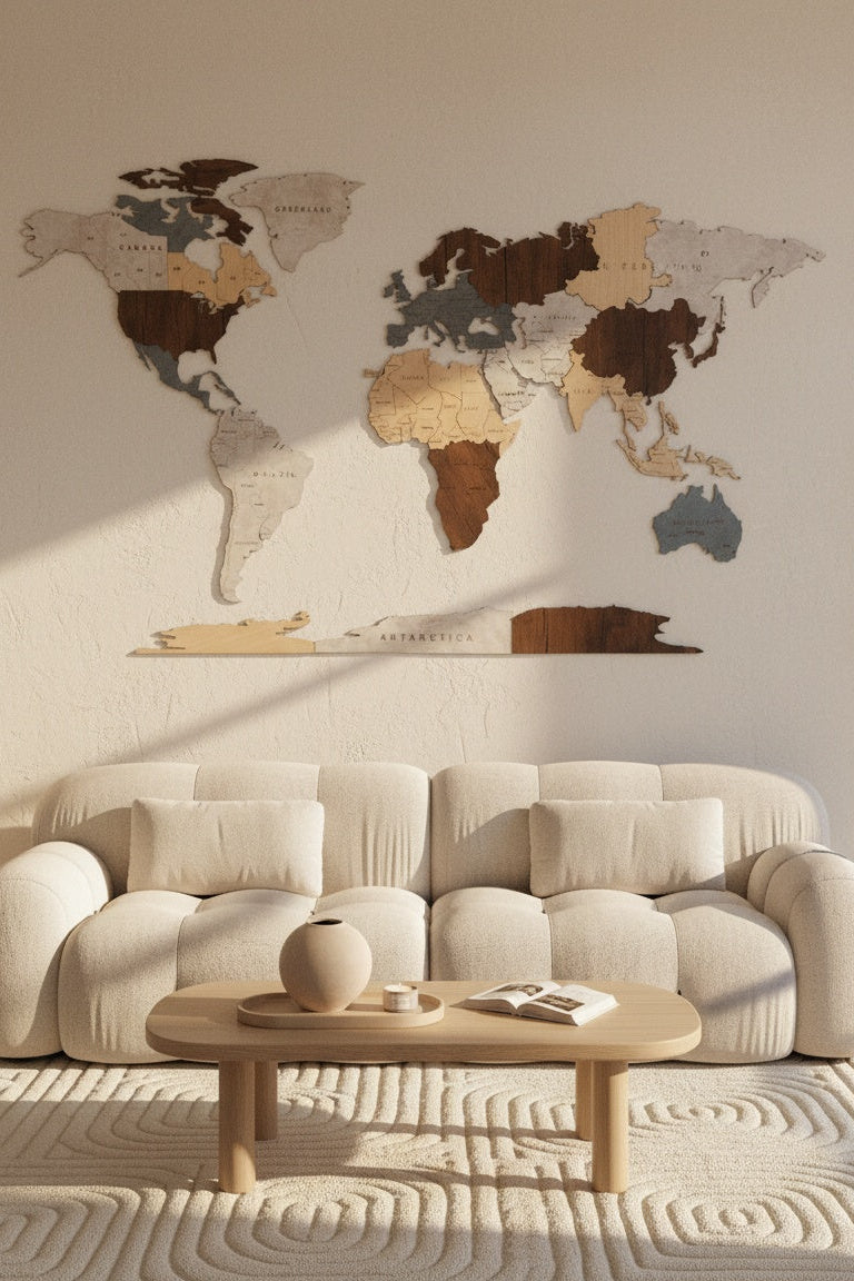 Wooden World Map - Multiple Sizes