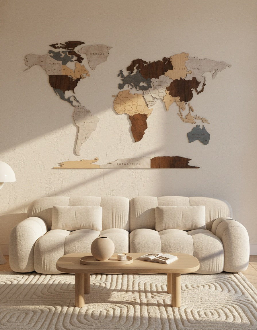 Wooden World Map - Multiple Sizes