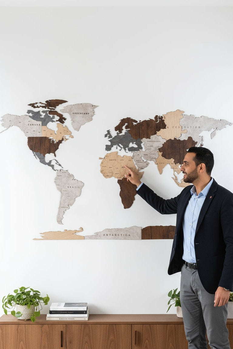 Wooden World Map - Multiple Sizes