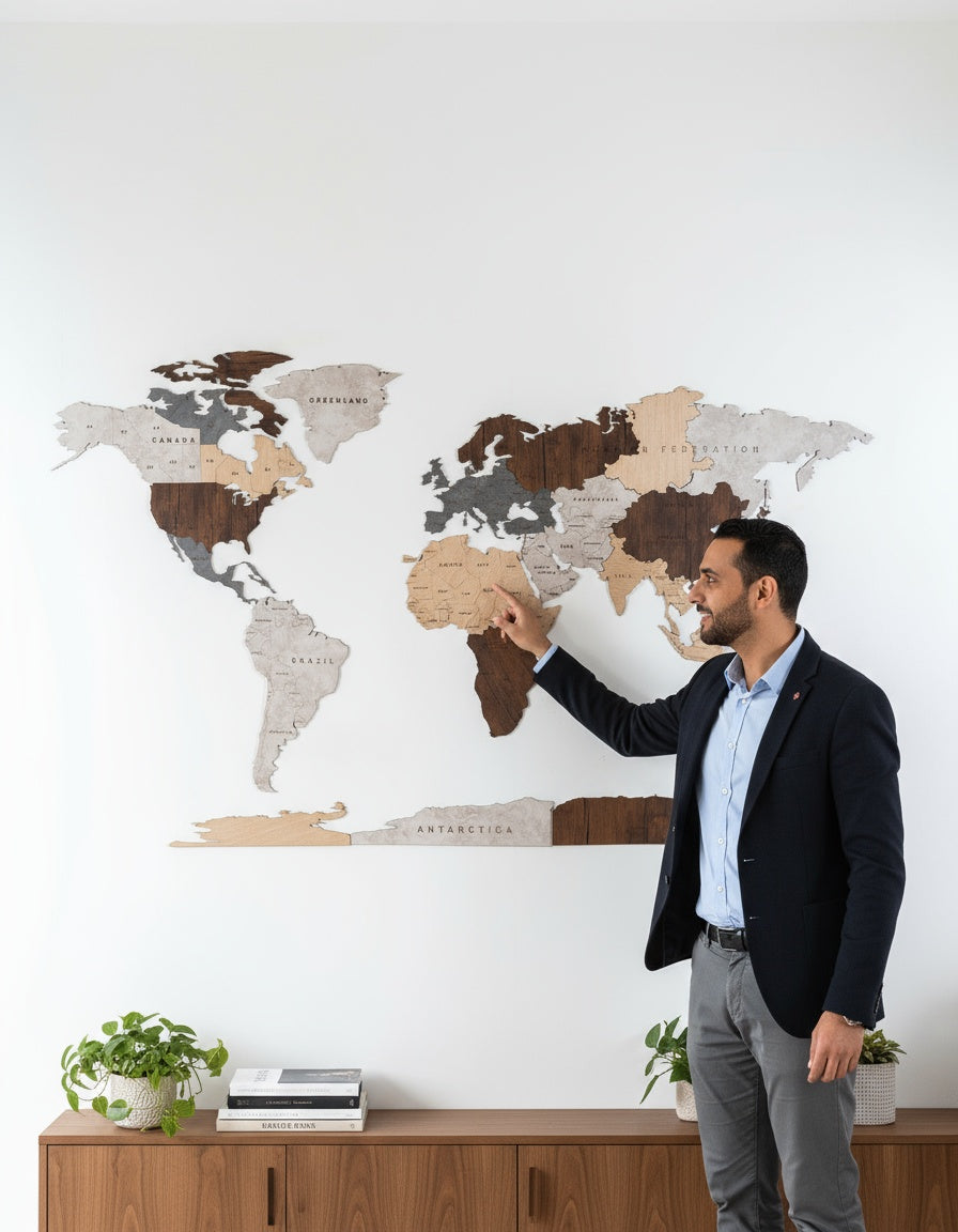 Wooden World Map - Multiple Sizes