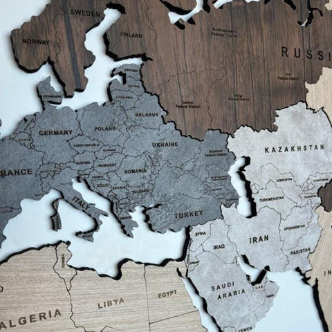 Wooden World Map Wall Art 120 cms wide