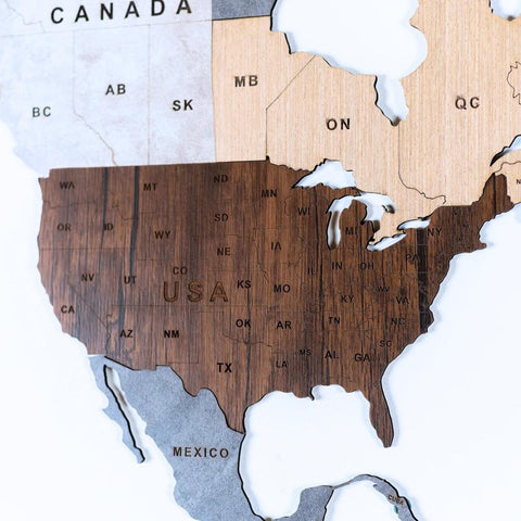 Wooden World Map Wall Art 120 cms wide
